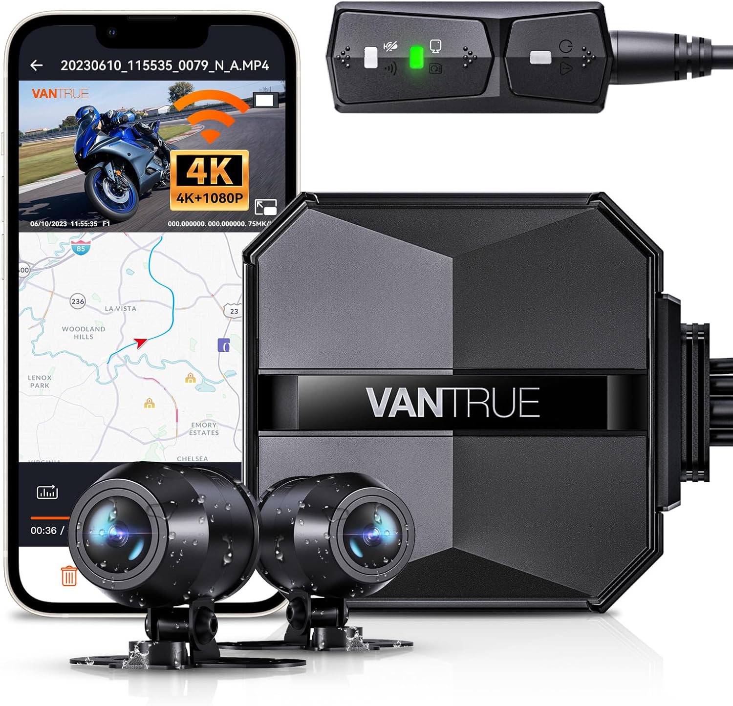 VANTRUE F1 dashcam 4k para moto