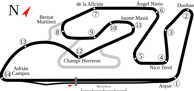 Trazado circuito de Valencia Ricardo Tormo