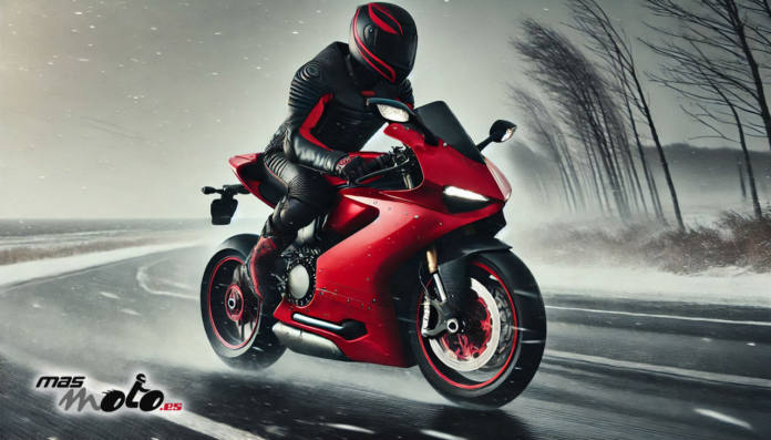 Viento frío en invierno en moto