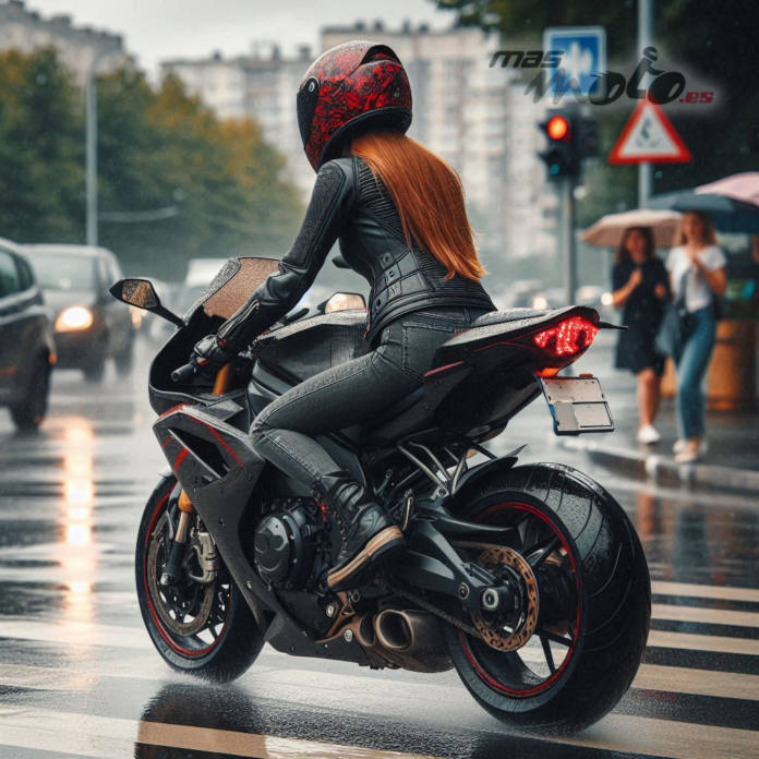 Trampas de la carretera para motoristas cuando llueve